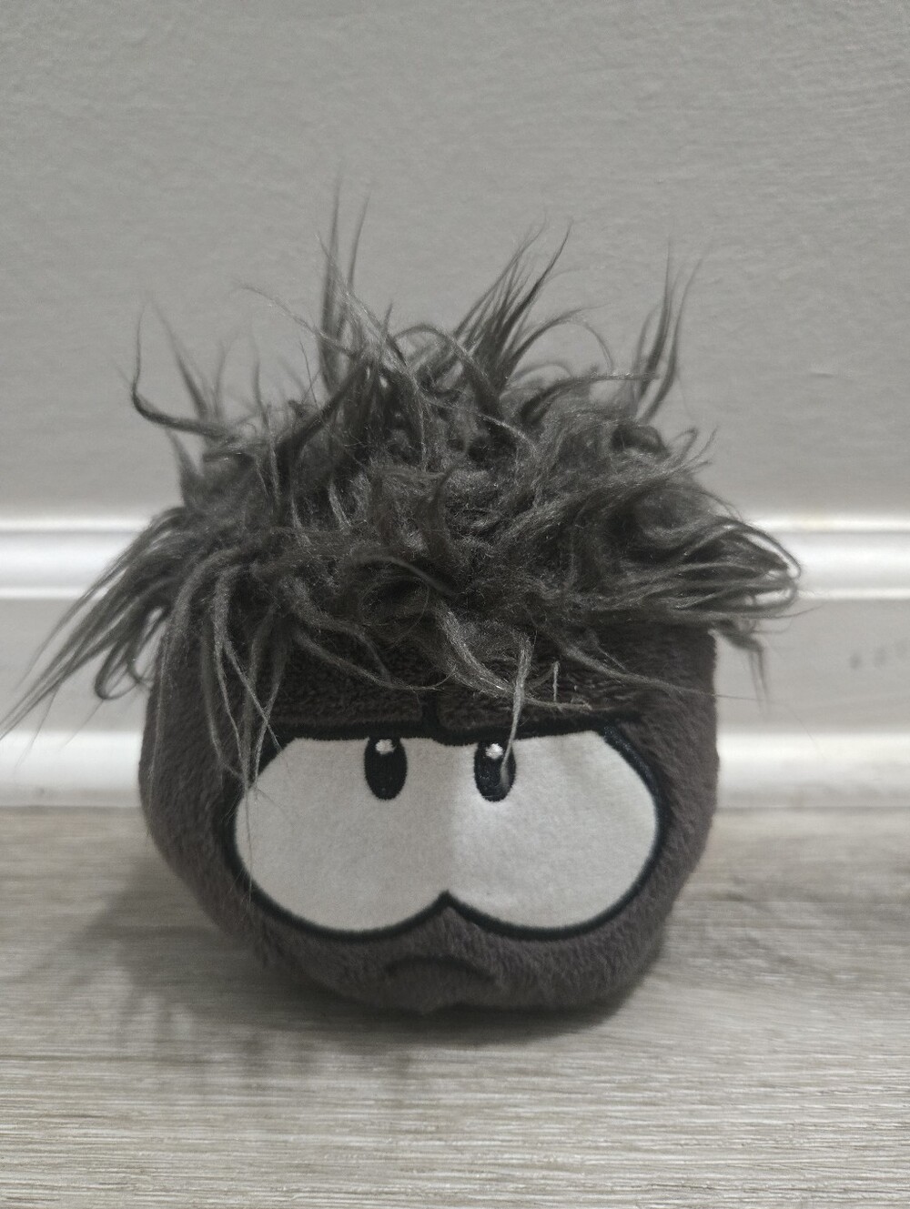 Disney Club Penguin Black Dark Grey Puffle 5" Plush Stuffed Scowled Expression